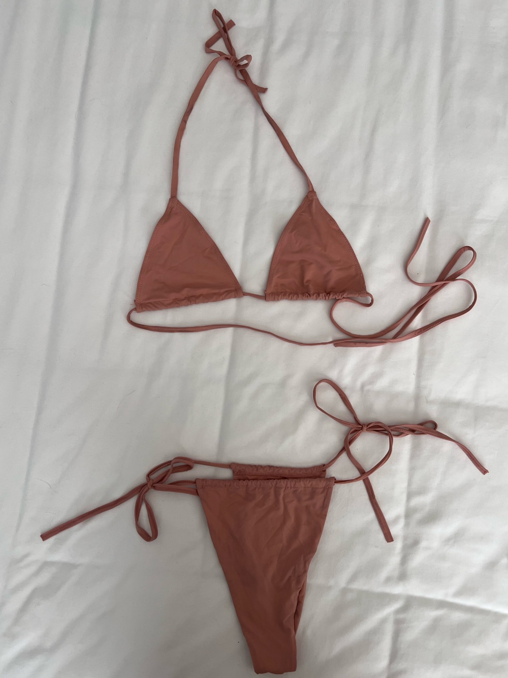 Salmon Triangle String Bikini